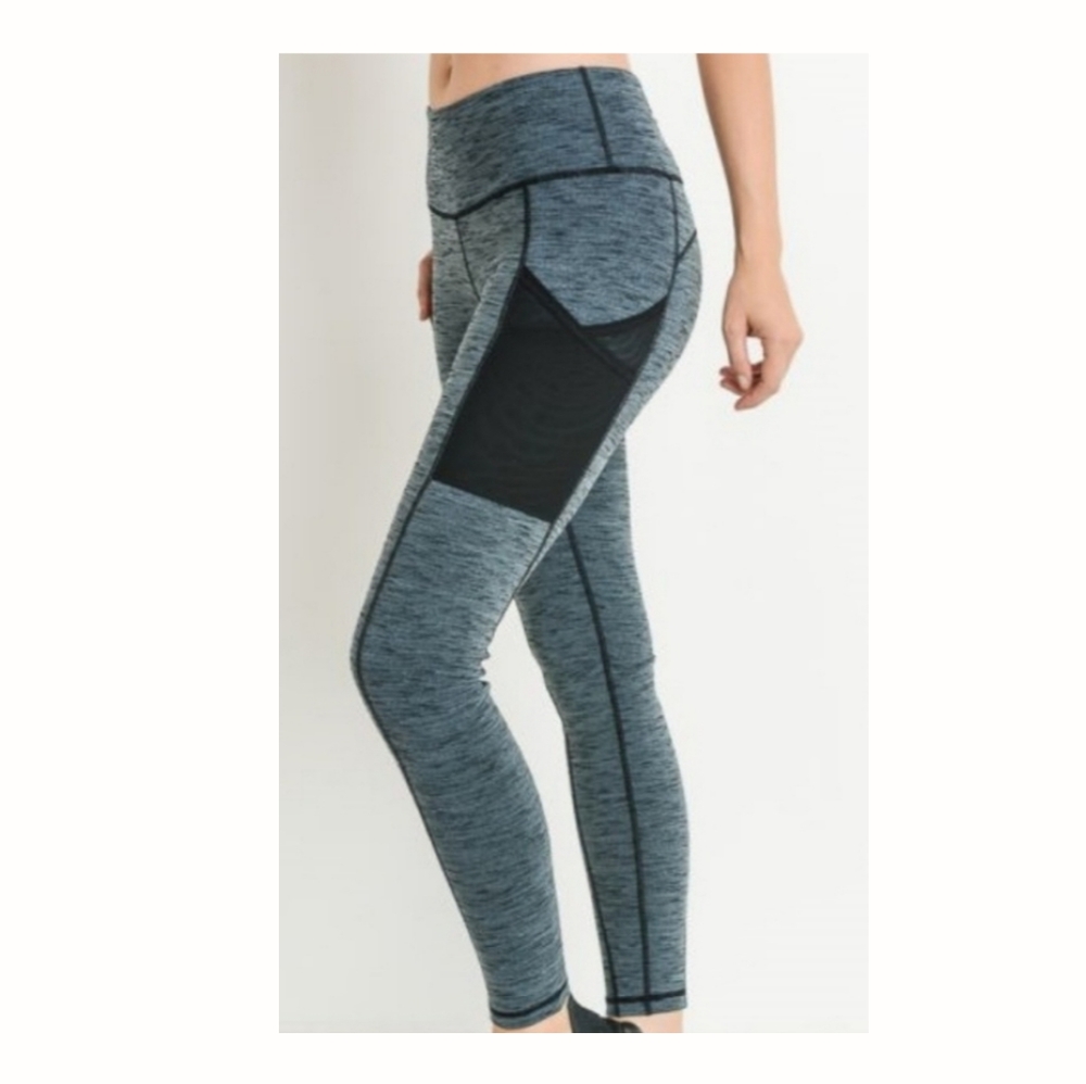 Grey/Blue Workout Leggings - Active Wear